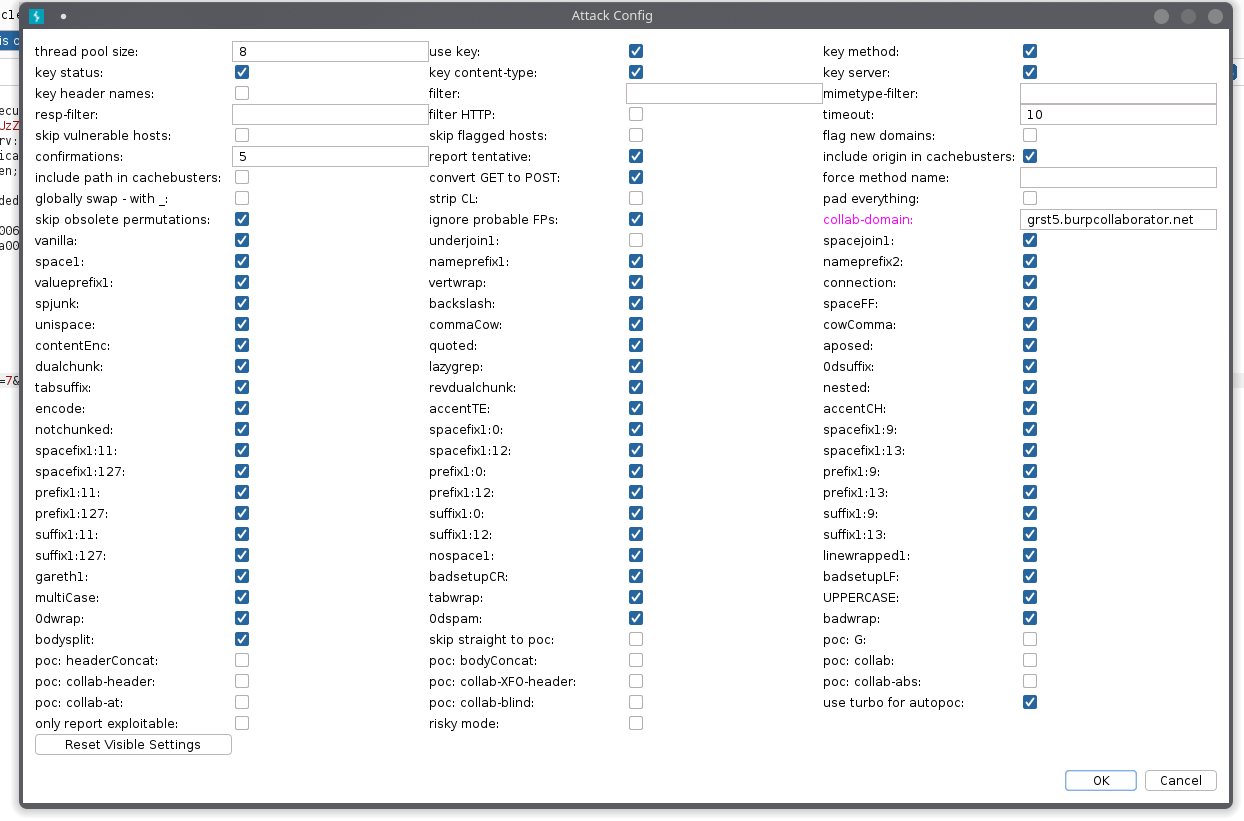 Задаём необходимые параметры